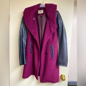 ONLY long coat with faux leather sleeves
